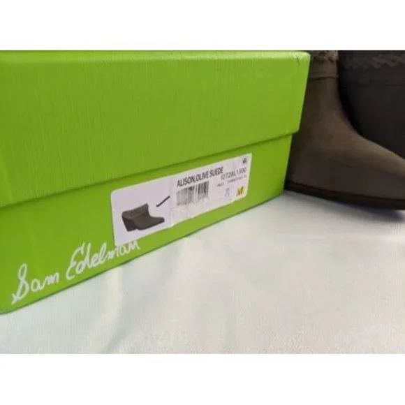 NEW Sam Edelman Alison Western Mule Desert Olive Heel Women size 9 Leather Boot - Picture 16 of 16